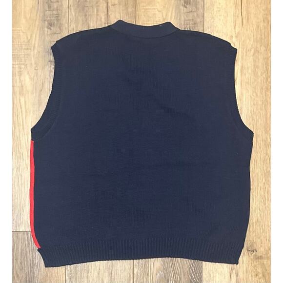 VTG Sweater Loft Sleeveless Knit Cardigan Sweater Vest USA Flag Star Stripe XL - Picture 6 of 9